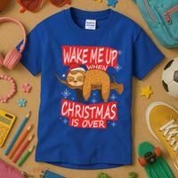 Wake Me Up When Xmas Is Over Sloth Costume Anti Christmas Meaningful Gift Kids T-Shirt thumb 3