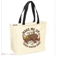 Wake Me Up When Winter Ends Sloth Tote Bag thumb 2