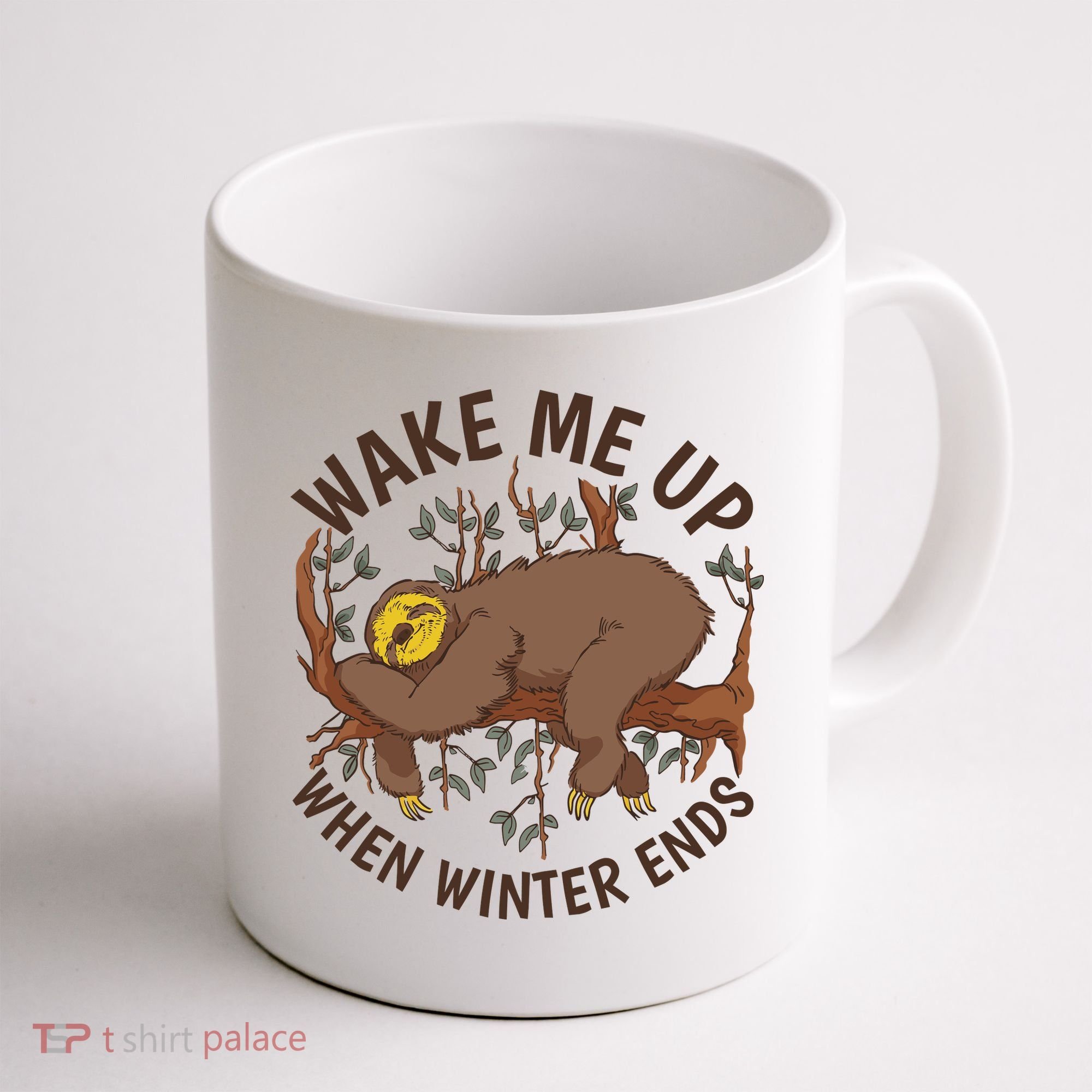 Wake Me Up When Winter Ends Sloth Coffee Mug