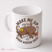 Wake Me Up When Winter Ends Sloth Coffee Mug thumb 0
