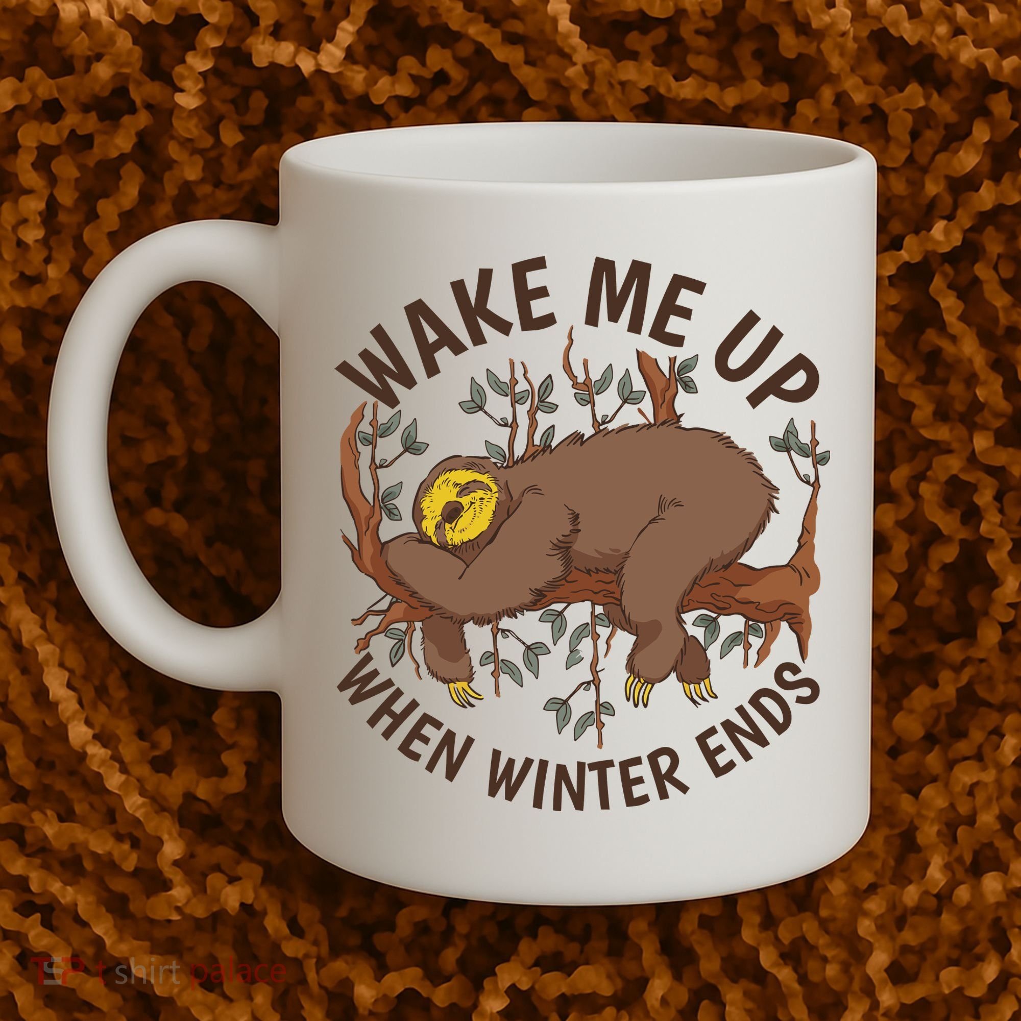 Wake Me Up When Winter Ends Sloth Coffee Mug