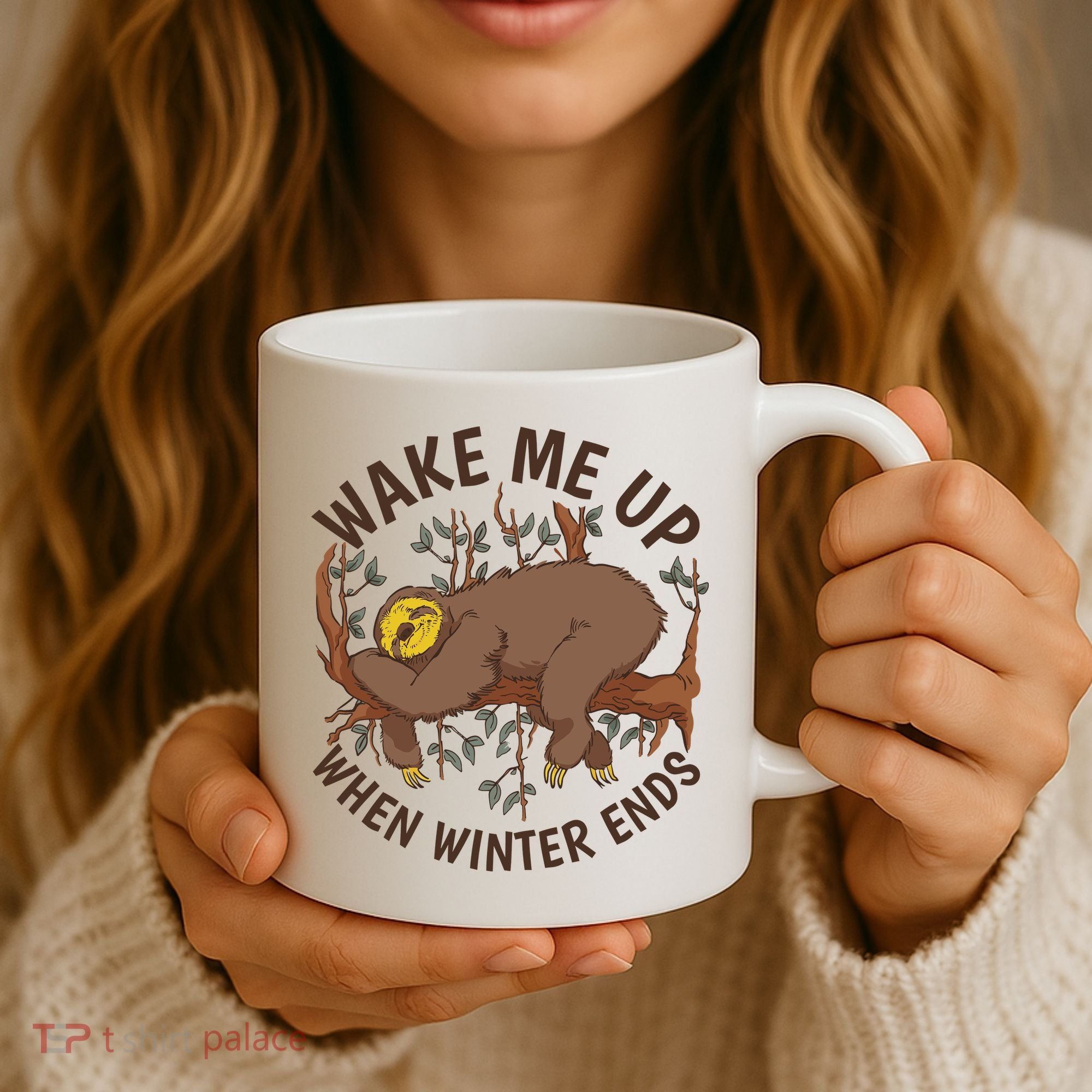 Wake Me Up When Winter Ends Sloth Coffee Mug