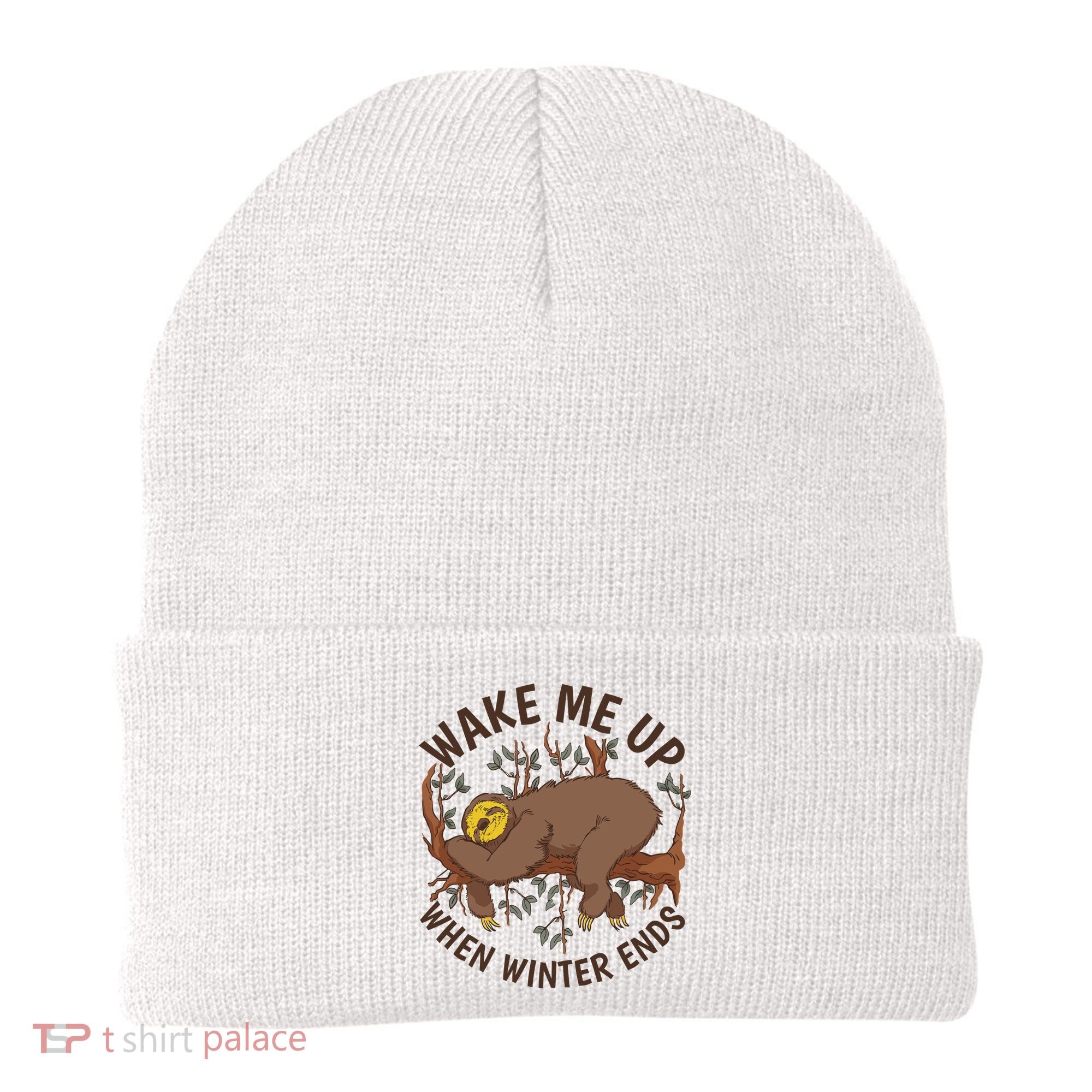 Wake Me Up When Winter Ends Sloth Beanie