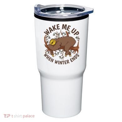 Wake Me Up When Winter Ends Sloth Tumbler