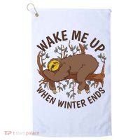 Wake Me Up When Winter Ends Sloth Golf Towel thumb 0