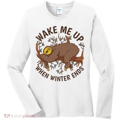 Wake Me Up When Winter Ends Sloth Women's Long Sleeve Shirt