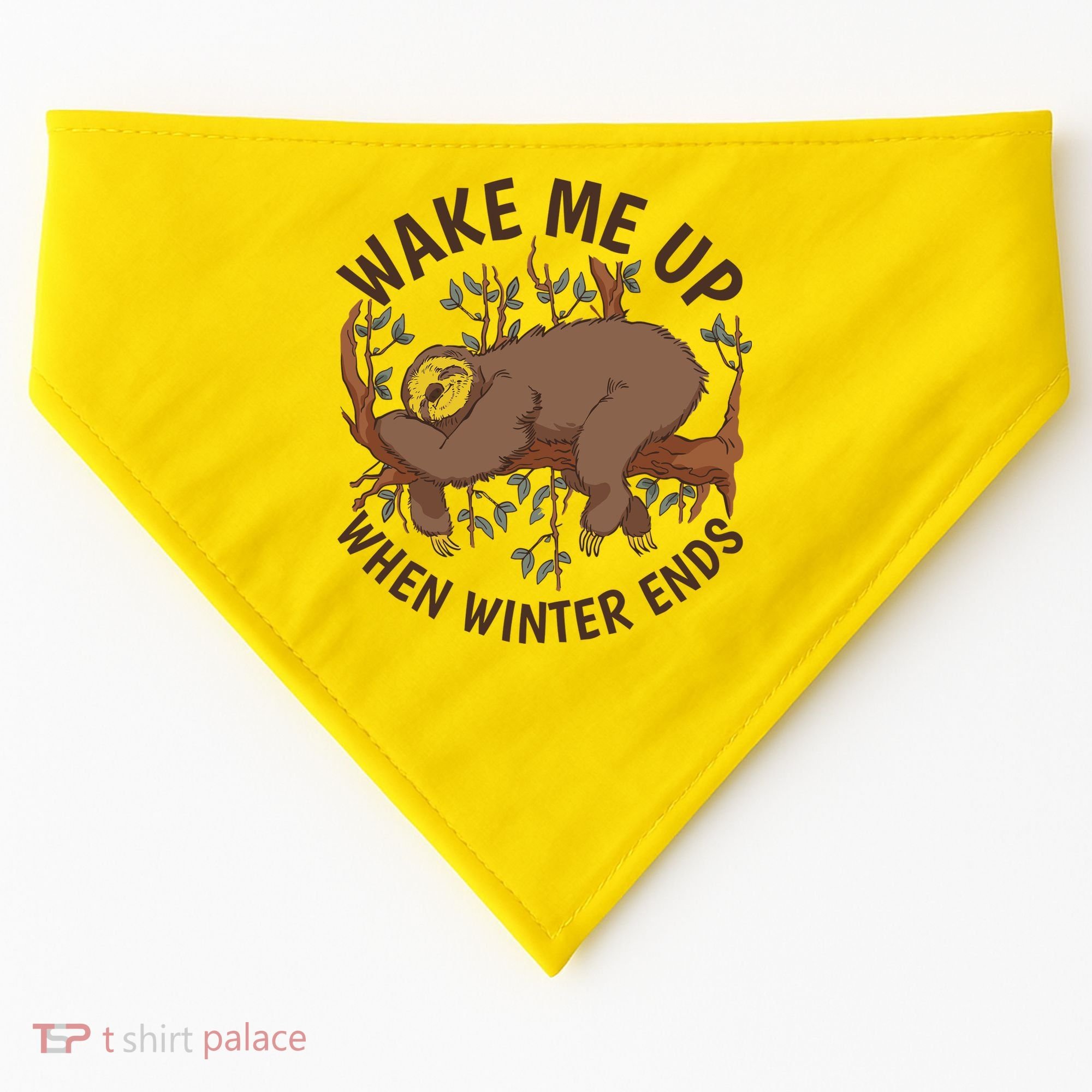Wake Me Up When Winter Ends Sloth USA-Made Doggie Bandana
