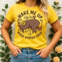Wake Me Up When Winter Ends Sloth Women's T-Shirt thumb 2