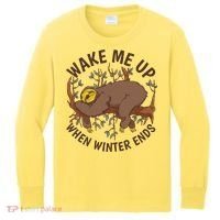 Wake Me Up When Winter Ends Sloth Kids Long Sleeve Shirt thumb 0