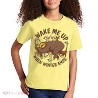 Wake Me Up When Winter Ends Sloth Kids T-Shirt thumb 2