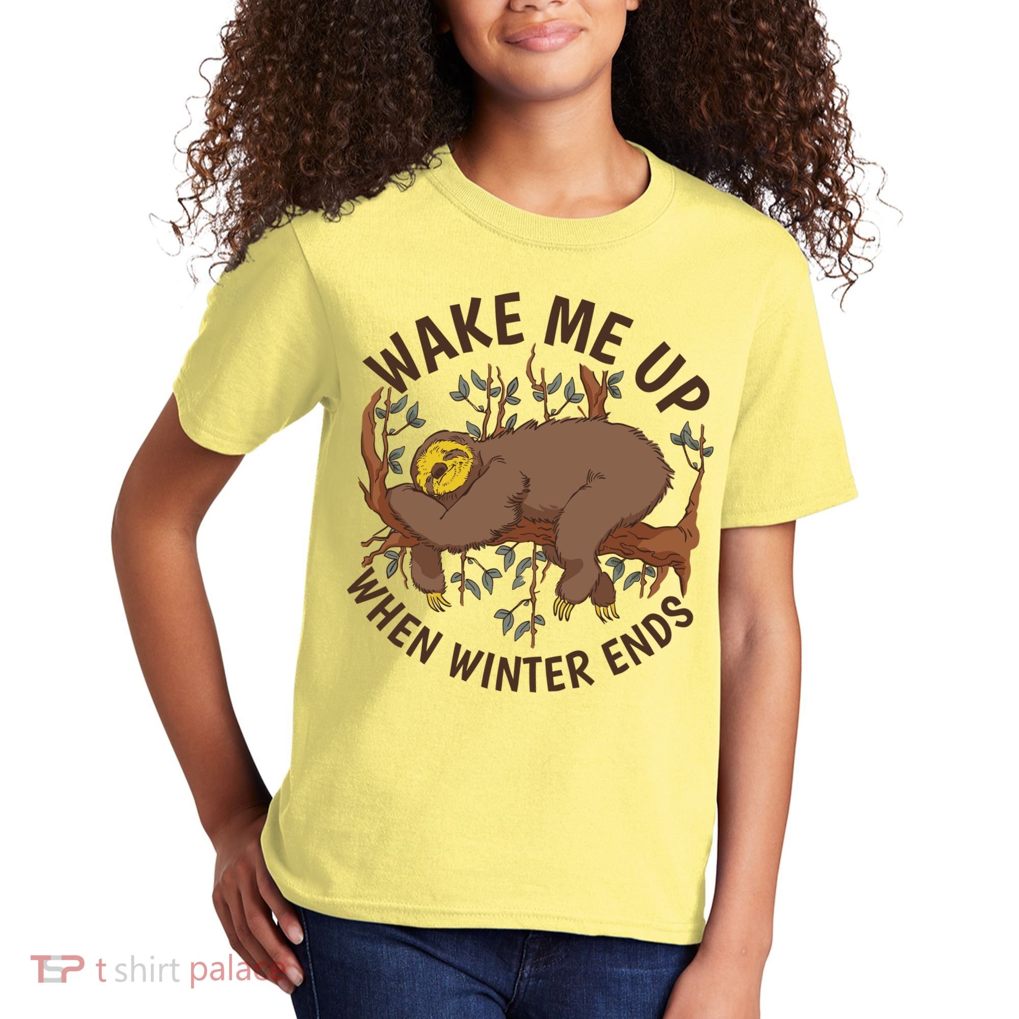 Wake Me Up When Winter Ends Sloth Kids T-Shirt