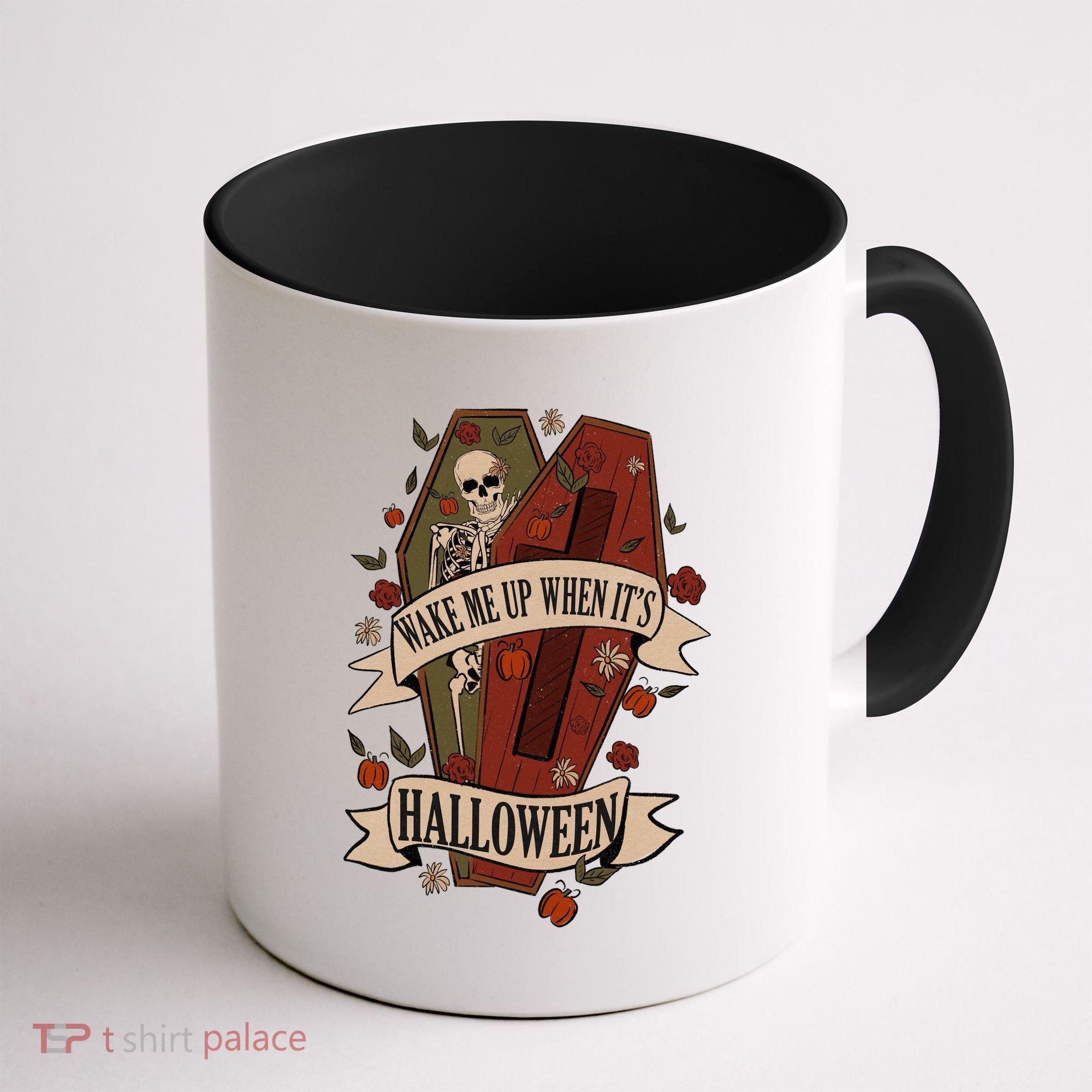Wake Me Up When Its Halloween Funny Skeleton Coffin Coffee Mug