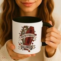 Wake Me Up When Its Halloween Funny Skeleton Coffin Coffee Mug thumb 3