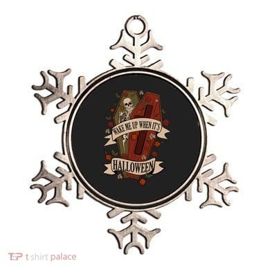 Wake Me Up When Its Halloween Funny Skeleton Coffin Ornament