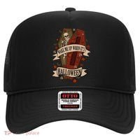 Wake Me Up When Its Halloween Funny Skeleton Coffin Hat thumb 0