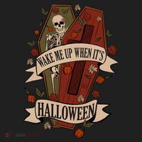 Wake Me Up When Its Halloween Funny Skeleton Coffin Hat thumb 2
