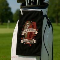 Wake Me Up When Its Halloween Funny Skeleton Coffin Golf Towel thumb 2