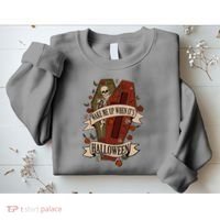 Wake Me Up When Its Halloween Funny Skeleton Coffin Sweatshirt thumb 2