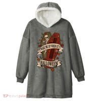 Wake Me Up When Its Halloween Funny Skeleton Coffin Hooded Wearable Blanket thumb 0