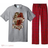 Wake Me Up When Its Halloween Funny Skeleton Coffin Pajama Set thumb 0