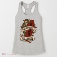 Wake Me Up When Its Halloween Funny Skeleton Coffin Women's Tank Top thumb 0
