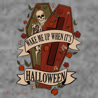Wake Me Up When Its Halloween Funny Skeleton Coffin Baby Bodysuit thumb 2