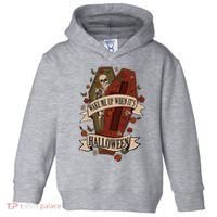 Wake Me Up When Its Halloween Funny Skeleton Coffin Toddler Hoodie thumb 0