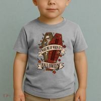Wake Me Up When Its Halloween Funny Skeleton Coffin Toddler T-Shirt thumb 2