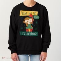 Wake Me Up When It's Christmas Monkey Cute Women's Sweatshirt thumb 0