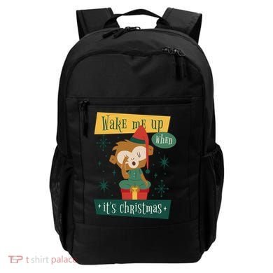 Wake Me Up When It's Christmas Monkey Cute Backpack