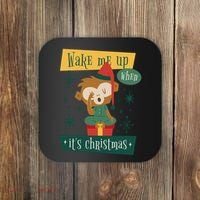 Wake Me Up When It's Christmas Monkey Cute Coaster thumb 0