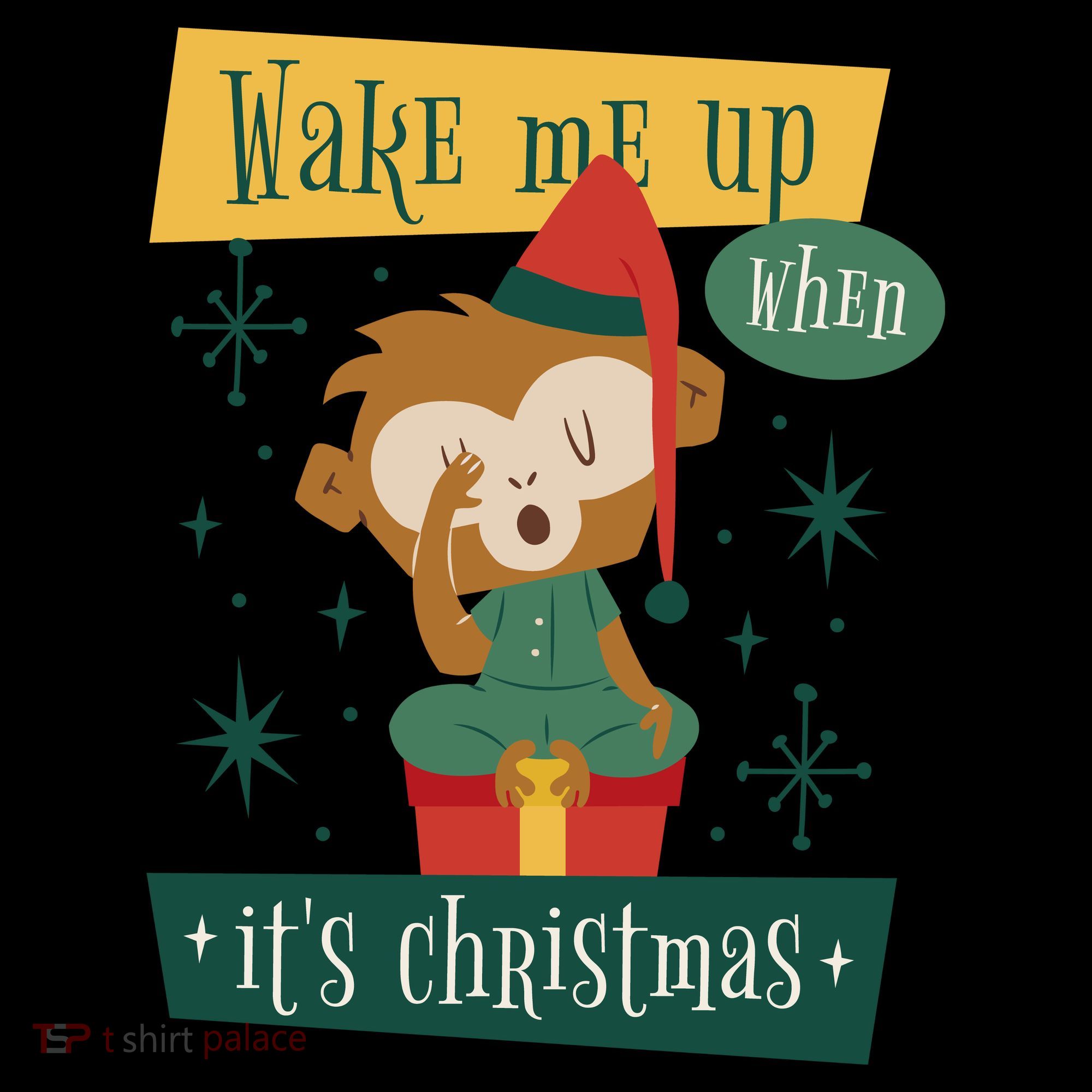 Wake Me Up When It's Christmas Monkey Cute Coaster