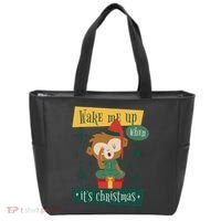 Wake Me Up When It's Christmas Monkey Cute Tote Bag thumb 0