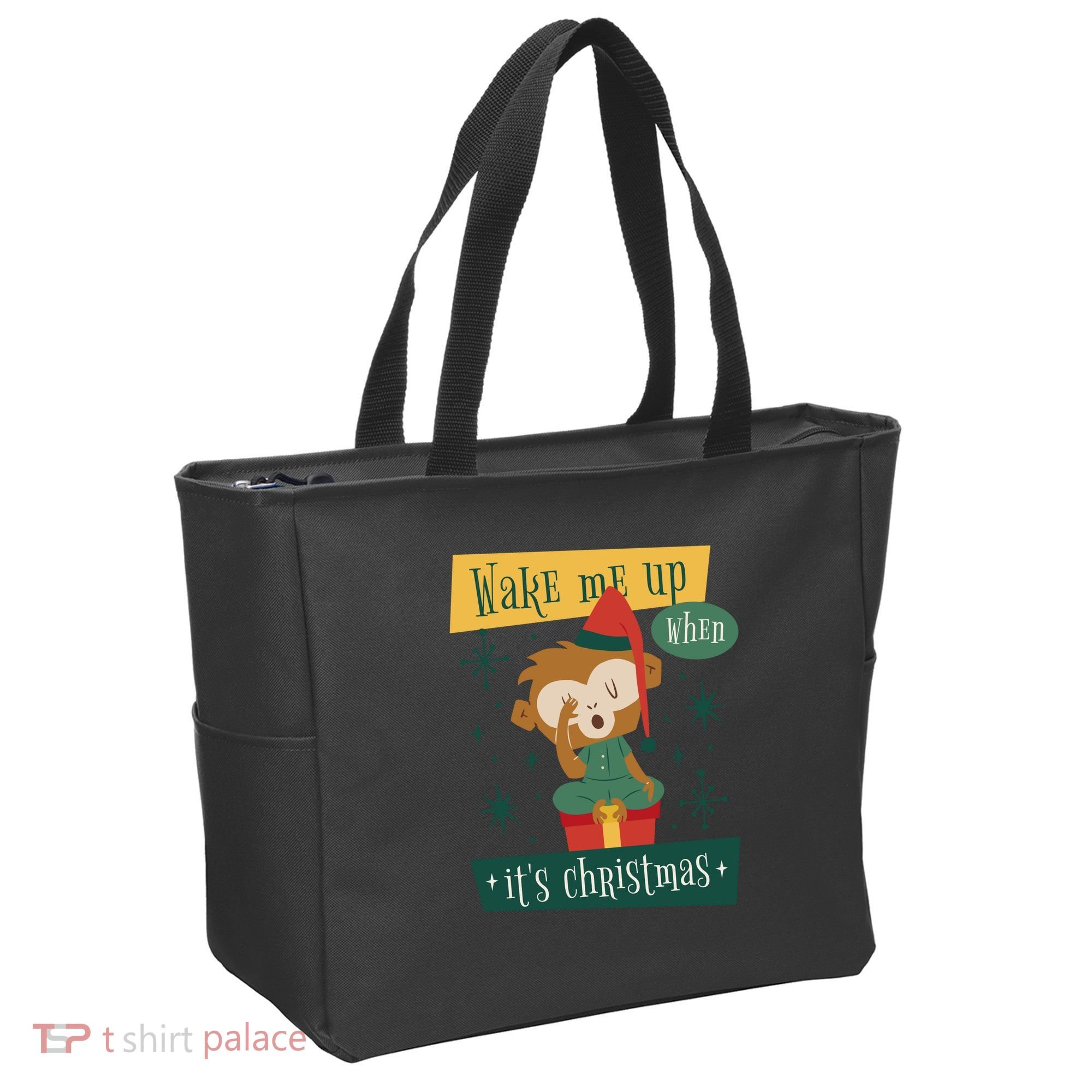 Wake Me Up When It's Christmas Monkey Cute Tote Bag