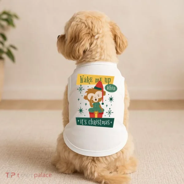 Wake Me Up When It's Christmas Monkey Cute Doggie Tank