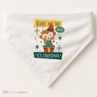Wake Me Up When It's Christmas Monkey Cute USA-Made Doggie Bandana thumb 0