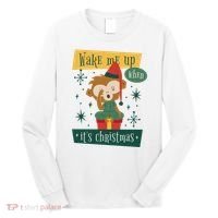 Wake Me Up When It's Christmas Monkey Cute Long Sleeve Shirt thumb 0