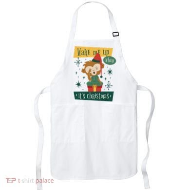 Wake Me Up When It's Christmas Monkey Cute Apron