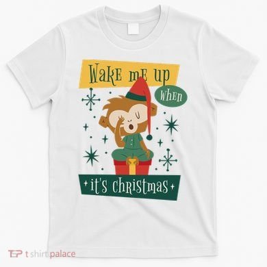 Wake Me Up When It's Christmas Monkey Cute T-Shirt