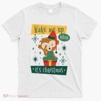 Wake Me Up When It's Christmas Monkey Cute T-Shirt thumb 0