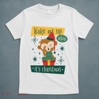 Wake Me Up When It's Christmas Monkey Cute T-Shirt thumb 5