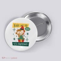 Wake Me Up When It's Christmas Monkey Cute Button thumb 0