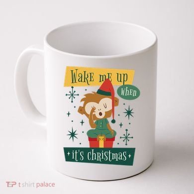 Wake Me Up When It's Christmas Monkey Cute Coffee Mug