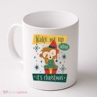 Wake Me Up When It's Christmas Monkey Cute Coffee Mug thumb 0