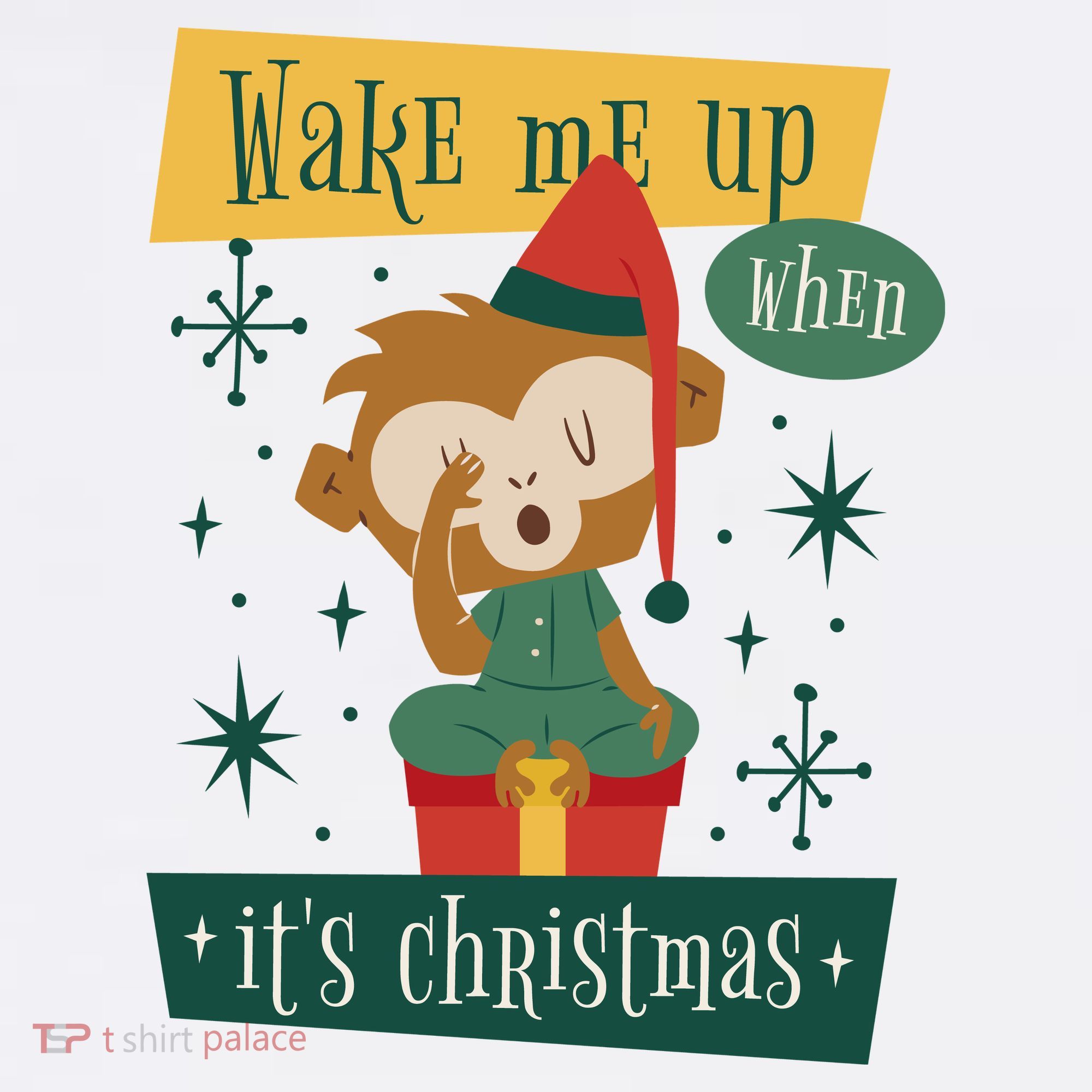 Wake Me Up When It's Christmas Monkey Cute Women's Hoodie