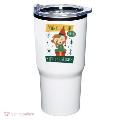 Wake Me Up When It's Christmas Monkey Cute Tumbler