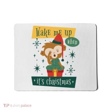 Wake Me Up When It's Christmas Monkey Cute Mousepad