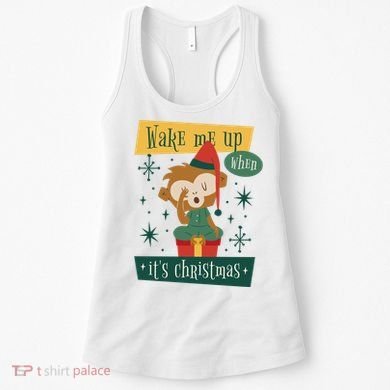 Wake Me Up When It's Christmas Monkey Cute Women's Tank Top