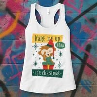 Wake Me Up When It's Christmas Monkey Cute Women's Tank Top thumb 3