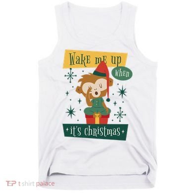 Wake Me Up When It's Christmas Monkey Cute Tank Top